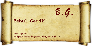 Behul Gedő névjegykártya